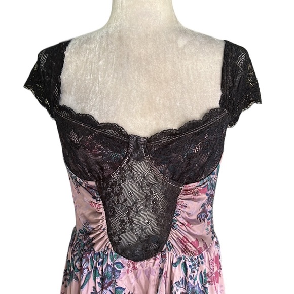 RARE Free People Bad For You Lace & Floral Bodysuit Corset Slip Maxi Dress - L - Picture 7 of 16